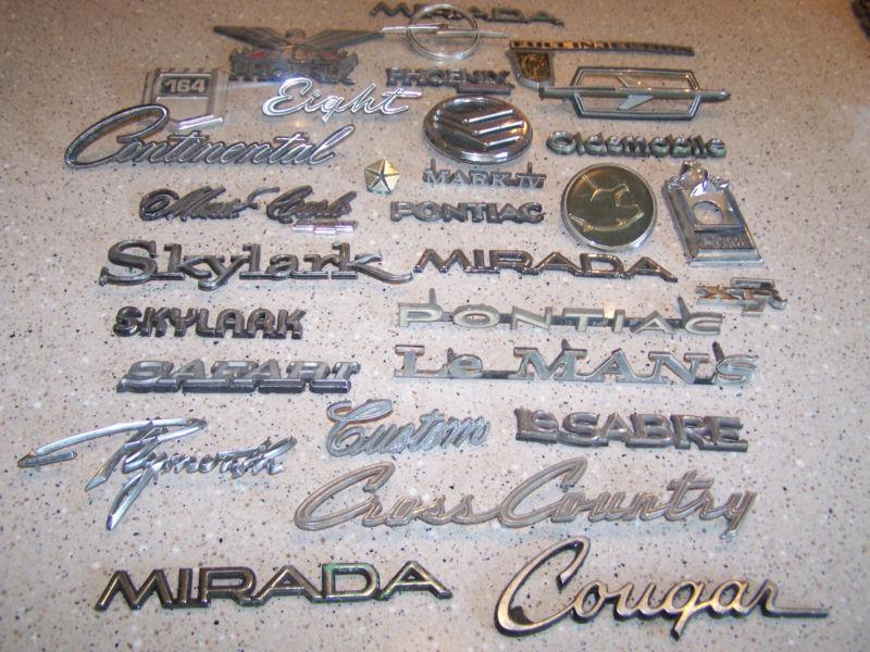Vintage lot car emblem mercury pontiac lemans plymouth lincoln cougar chevy