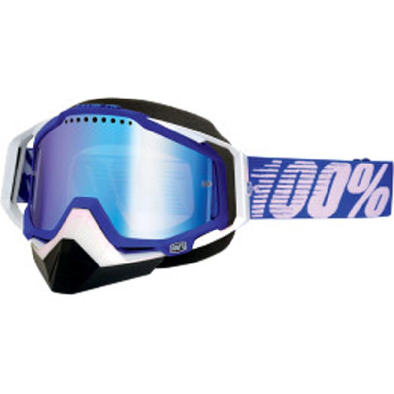 100% racecraft snow motocross adult goggles, blue/white(blue/white), mirror lens