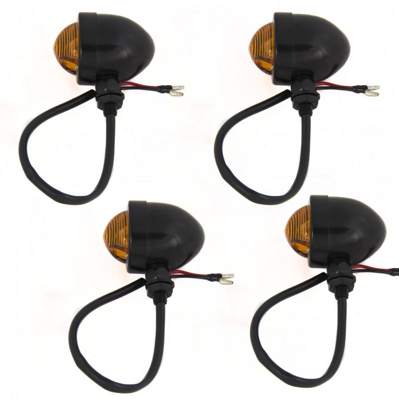 4 black bullet turn signal lights for harley bobber custom chopper cruiser