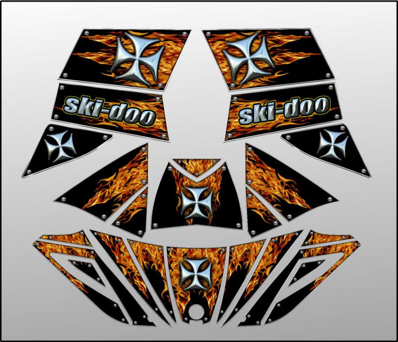 Ski doo rev, xp, mxz, 600, 800 custom graphics kit - 03/07 fire maltese cross