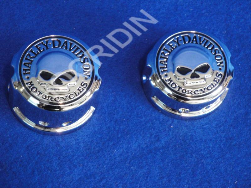 Find Harley willie g skull rear axle nut cover kit dyna wide glide low rider 4206407 in