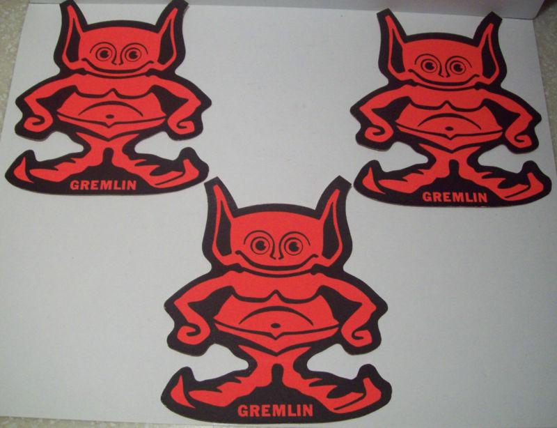 Am amc american motors three (3) nos 1970 chicago auto show red gremlin stickers