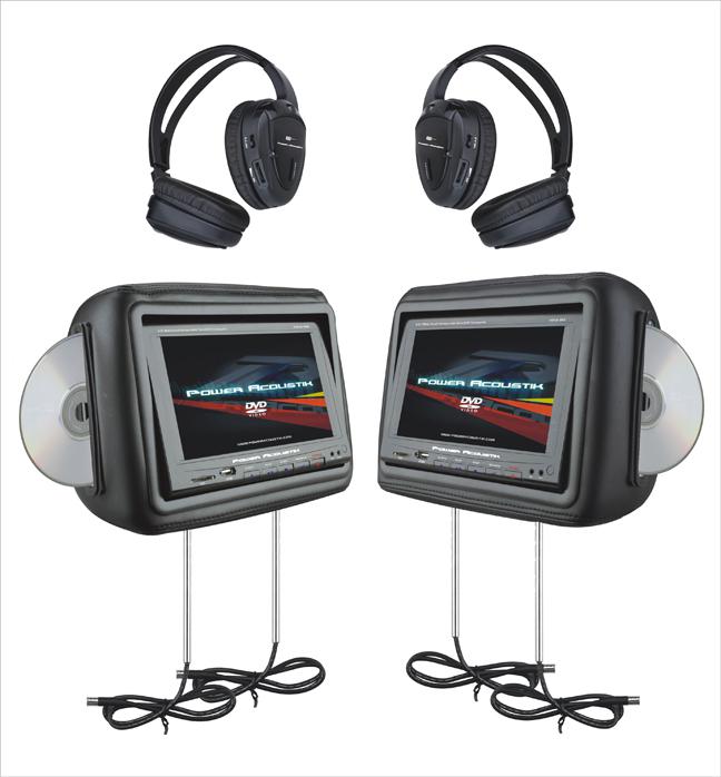 Power acoustik monitor car dvd combo 8.8in headrest black pair