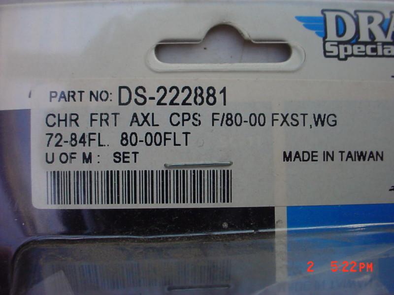  motorcycle  drag  specialties  chrome  front  axel  caps   222881   new