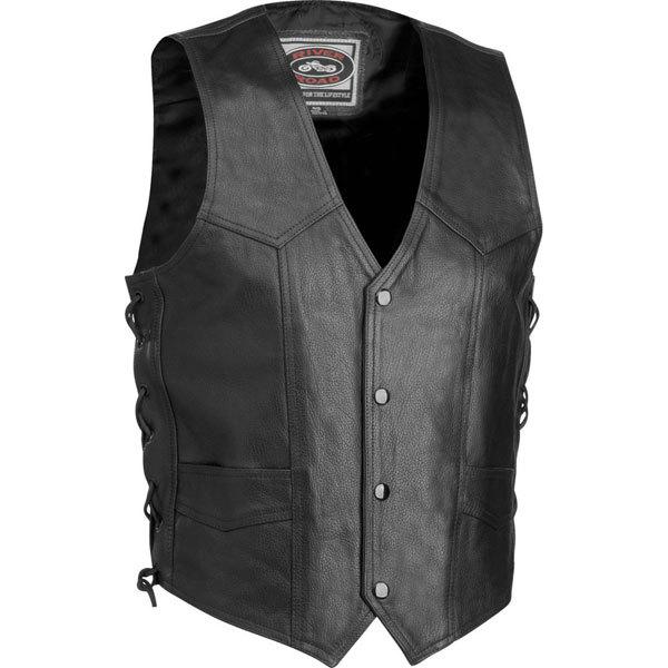 Black 50 river road plains leather vest