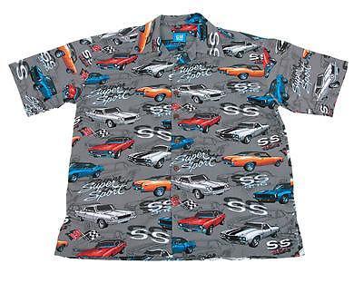 Genuine hotrod hardware camp shirt cotton rayon gray ss cars meduim ea