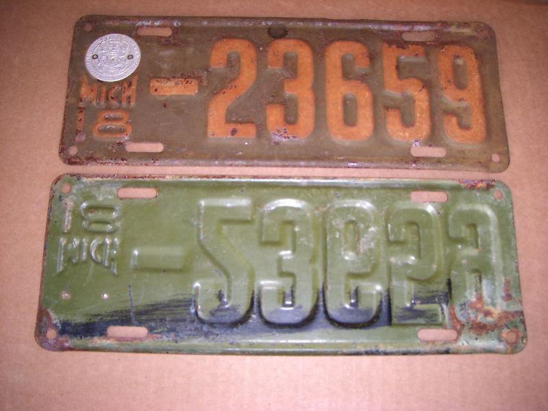 1918 michigan vintage license plates hot rat rod model t chevrolet v8