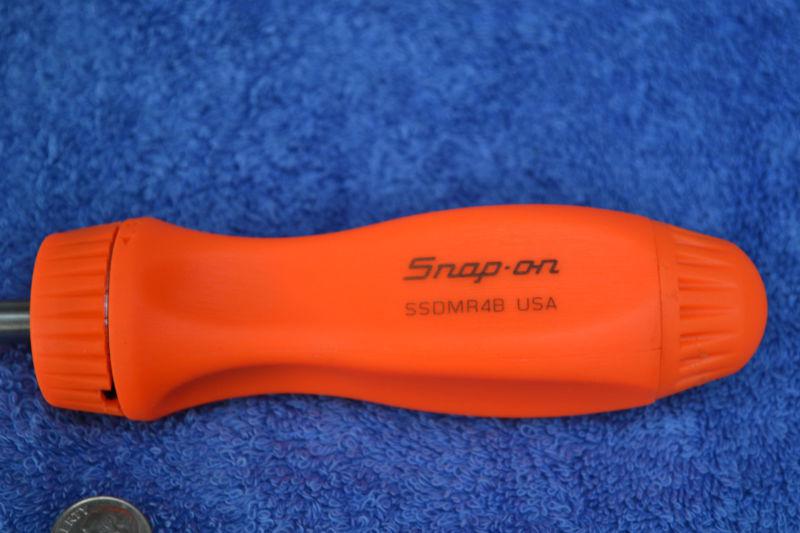 Snap On Tools NEW orange hard handle Ratcheting screwdriver SSDMR4B 1/4