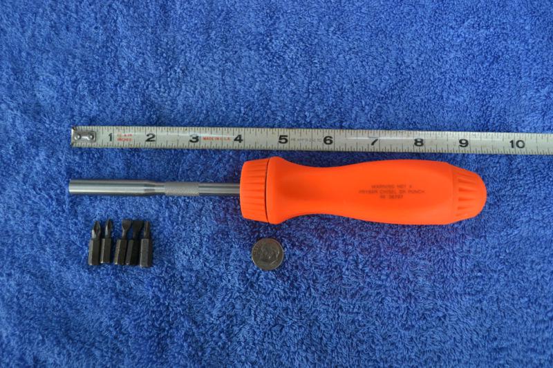 Snap On Tools NEW orange hard handle Ratcheting screwdriver SSDMR4B 1/4
