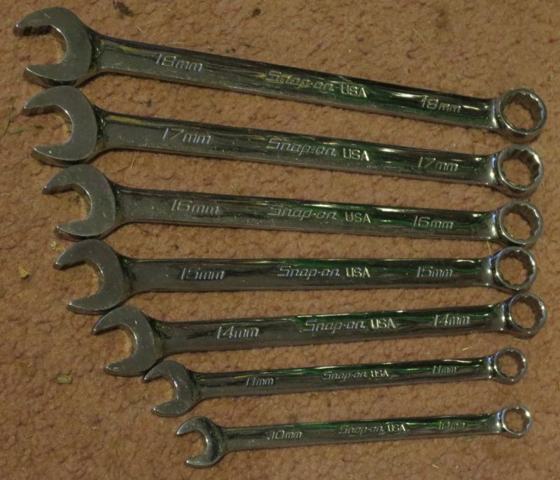 Snap on tools 7pc metric combination wrench set snapon somxm10-soexm18 flank dri