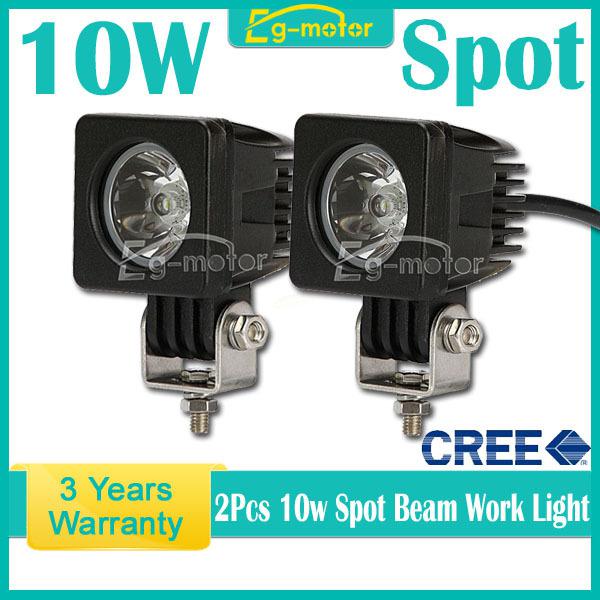 Pair 2"10w cree led spot work light motorcycle offroad lamp car atv truck 4wd