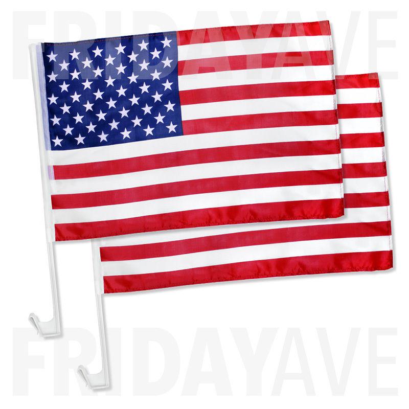 2x us american flag patriotic car window clip on usa flag 17" x 12" - pack of 2