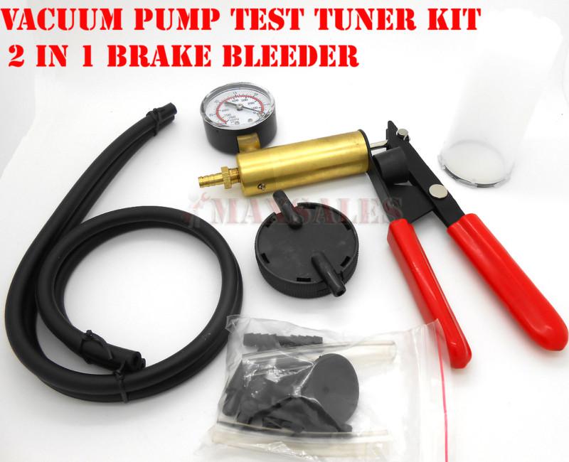 2 in 1 brake bleeder & vacuum pump gauge test tuner kit tools diy hand tools new