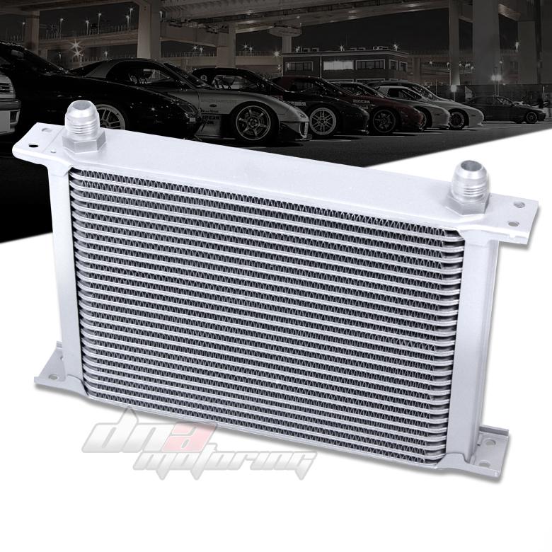 25-row 10an an-10 silver powder-coated aluminum engine transmission oil cooler