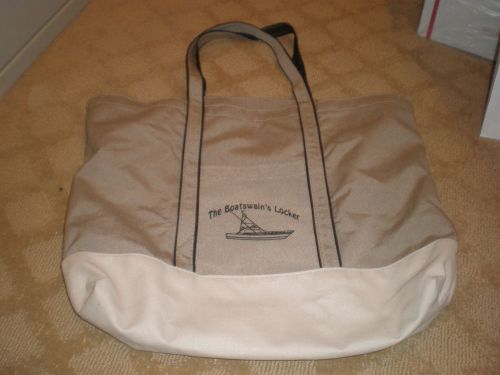 The boatswain's locker boat tote 15"  canvas / vinyl bag with handles beige nice