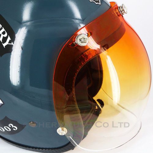 Silver crown snaps uv orange gradient bubble shield visor face mask for helmets
