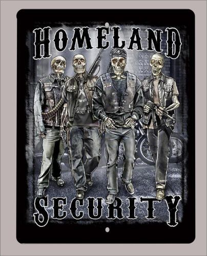 "biker, homeland security, second amendment metal sign- 9"x12" - free shipping