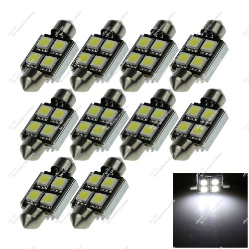 10x white festoon 36mm 4 smd 5050 led reading light canbus error free car zi121