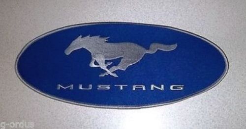 New blue and silver 4 1/2&#034; x 10 3/4&#034; ford mustang pony embroidered patch!