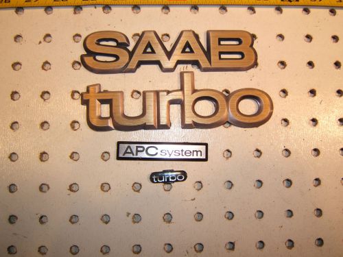 Saab 1984 900 turbo apc rear metal 3 emblems and steering plastic 1 emblem