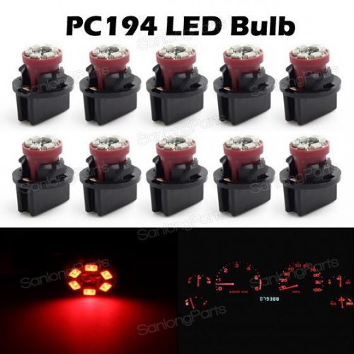 10x pc168 194 led instrument panel cluster light bulb dash socket red for chevy