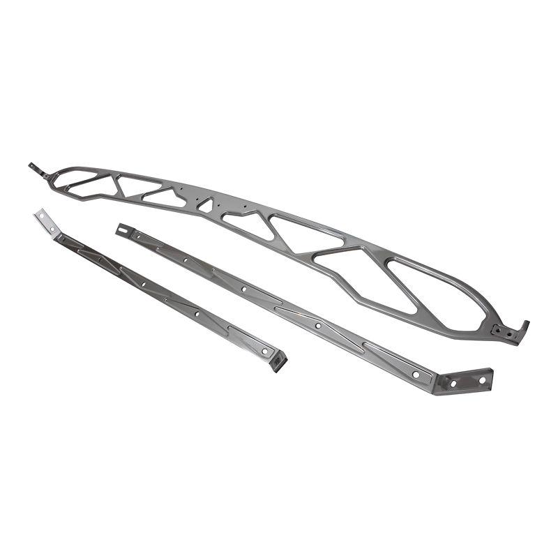 1956 chevy billet hood brace and supports. polished. made in u.s.a.