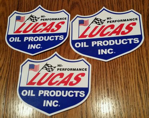 ( 3 ) lucas 6"  hi performance oil decal sticker racing auto marine truck boat