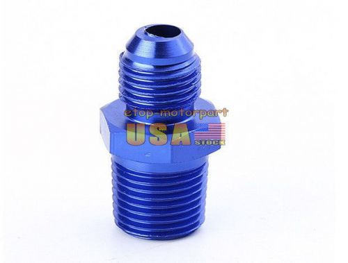 New an6 6an male flare to 3/8" npt straight fuel oil fitting adapter - blue