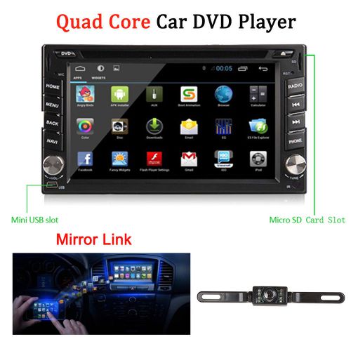 Quad core android4.4 3g wifi 6.2" car radio stereo dvd player gps navi+camera
