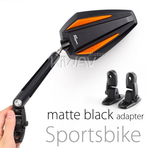 Vawik achilles orange aluminum sportbike mirrors w/ matte black base for θ