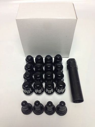 Kjm black lug kit &amp; valve stems - 1/2&#034; x 20 [beveled]