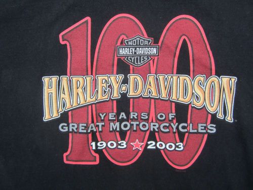 Harley davidson motorcycle tee t-shirt shirt 100 years 1903 - 2003 milwaukee xl