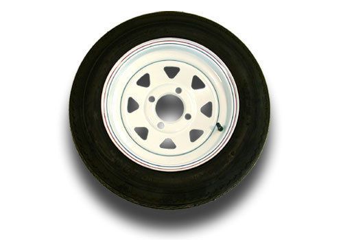 Redtrailers 4.80 x 12 b bias trailer tire and wheel - 4 hole white - 780 lbs.