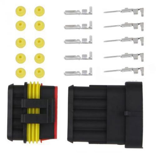 20 sets kit 5 pin amp super seal waterproof electrical wire connector plug car
