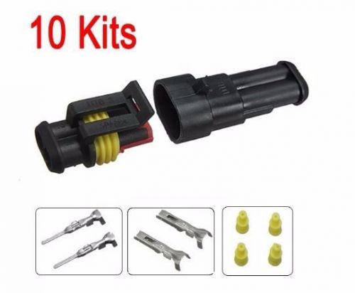 10 kits 2 pin way sealed waterproof electrical wire connector plug set motor car