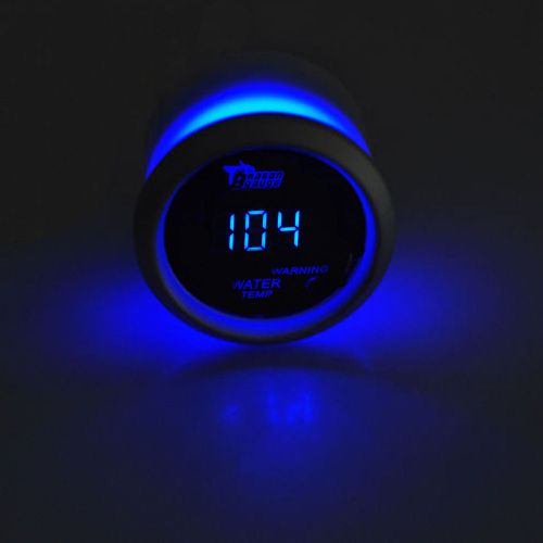 2&#034; 52mm black car auto digital blue led water temp fahrenheit f led gauge kit