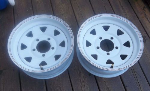 2 new 5 bolt lug steel trailer rim 13" x 4.5" 1660# load capacity white &amp; stripe