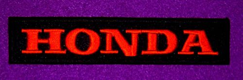 Honda motorcycle  embroidered  iron on patch  fire orange - black 5 1/8&#034; x 1&#034;