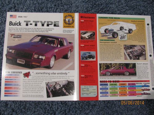 ★★ 1987 buick t-type - collector brochure specs info ★★