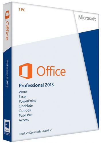 Microsoft office 2013 professional 32/64-bit w/cd and key brand new