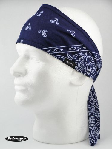 Schampa™ old school bandana navy blue w/ white paisley osb1-224 biker headband