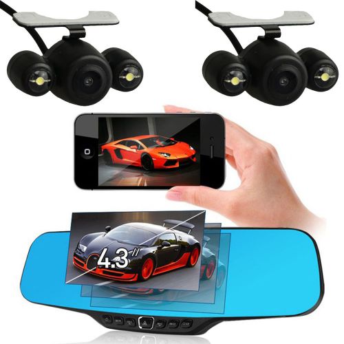 Dual lens 4.3"wdr dash rear camera full hd 1080p night vision car recorder  new