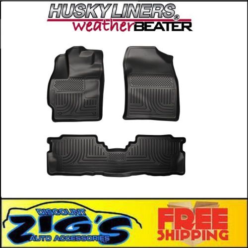 Husky liners weatherbeater black front &amp; rear mats for toyota prius v 98911