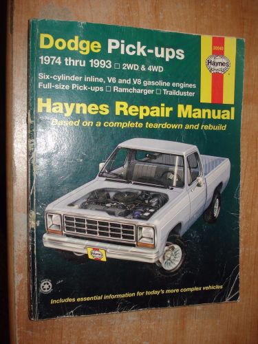 1974-1993 dodge truck service manual haynes shop book ram trailduster ramcharger