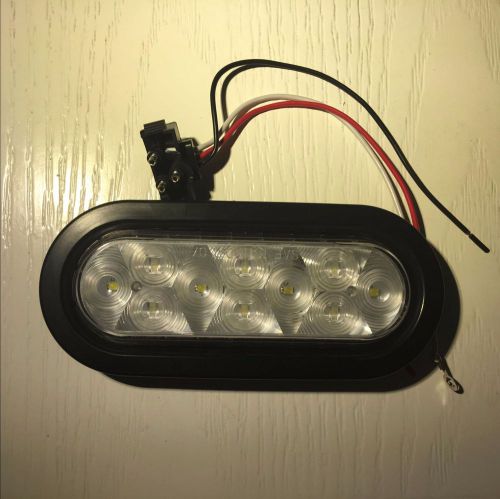 Pair trailer truck led sealed red 6" oval back up reverse  light waterproof dot