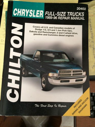 Dodge 1/2,3/4,1 ton pickup,ramcharger,dakota,gas / diesel 1989-96 repair manual