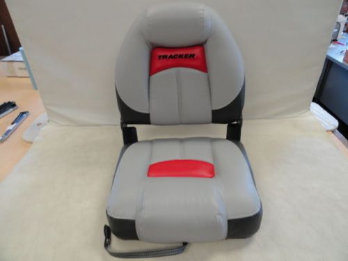 Tracker folding fishing seat 17-3/4" w x 18"l x 22-1/2" h gray / red marine boat
