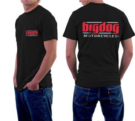 Big dog motorcycles black shirt signature logo front/back design k-9 pitbull