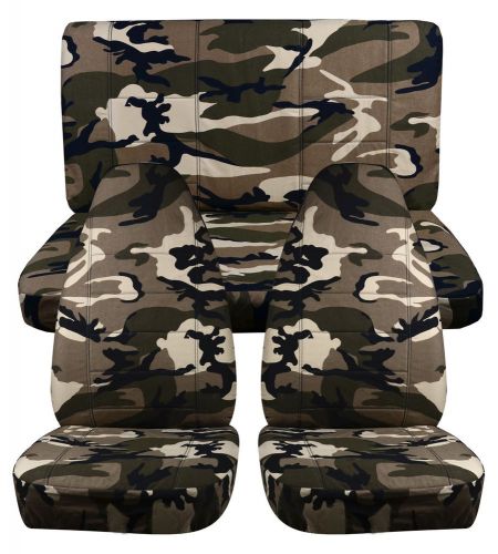 1987-1995 jeep wrangler yj seat covers / tan camouflage (13) front and rear