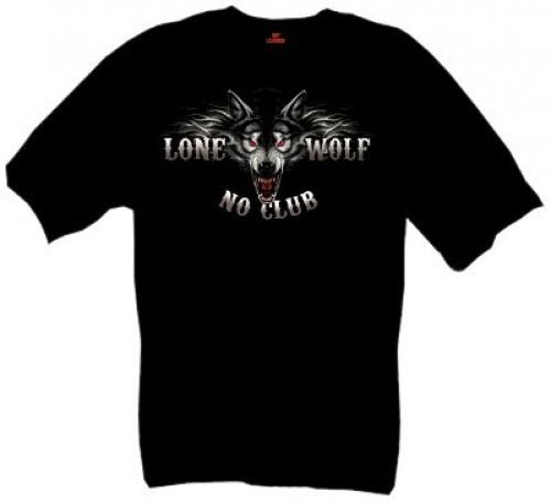 Hot leathers lone wolf double sided biker shirt (black, large)